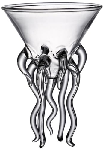 DECHOUS Octopus Cocktail Glasses Martini Glass Jellyfish Wine Glass Creative Drinkware Wine Goblet Cups for Home Bar Wedding Party 150ml
