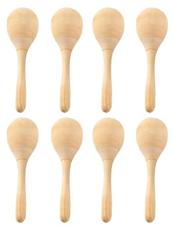 rockible 8x DIY Wooden Maracas, Blank Hand Percussion Instruments for children Adults, Unfinished Paintable Craft Kit, Party gifts Classroom Activities, polished & untreated Wood, M 6x20cm