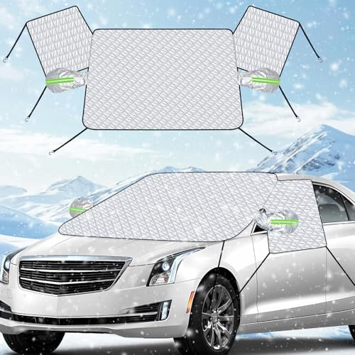 WenYa Car Windshield Snow Cover - 4 Layers Thick Front Windshield Frost Cover for Protection - 155 * 116cm