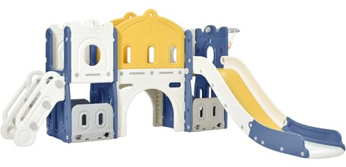 Sianldcone Rutsche Outdoor Einfach Zusammenzubauen Rutsche Kinderfreundlich Kinderrutsche Stabil und Sicher Rutsche Indoor (Aisle-Blue Yellow)