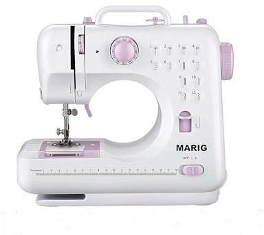 Nähmaschine mit 2-fachem Doppelgewinde/Geeignet auch für Anfänger und Kinder/Nähen mit 12 eingebauten Stichen/MARIG