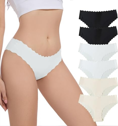 Yutdeng Culotte sans Couture Femme Coton Invisible Slip sous-Vêtements Extensible Confortables Hipster Bikini Culottes Légers Stretch Slips Multiple Lot de 6,#B Multiple,M
