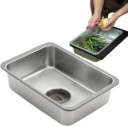 Évier de camping en acier inoxydable - évier à lavage à vaisselle multifonctionnel, évier de services publics de buanderie portable | Évier de cuisine à bol simple extérieur, station de lavage portabl