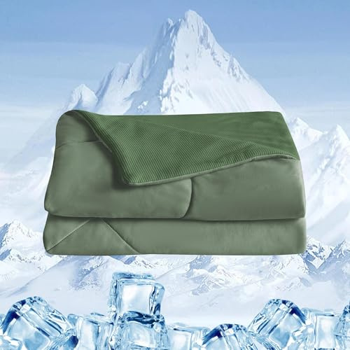 UNIKOME Kühldecke 150x200cm, Doppelseitige Sommerdecke Für Sommer, Leichte Kühlende Bettdecke Für Menschen, Kühldecken Zum Schlafen Cooling Blanket Waschbar, Öeko-Tex (Grün,)