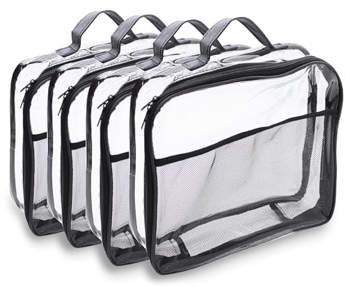 Piuluvor® 4 Stück Spielzeug Aufbewahrungstasche Transparente, Spielzeug Storage Bag mit Reißverschluss und Griffen Netzseitentaschen PVC Wasserdichte für Blöcke Bücher Puzzles Toilettenartikel