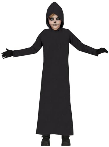 FIESTAS GUIRCA | Dark Monk maskeraddräkt barn (10-12 år) – tunika med huva – halloween, karneval och maskeradkostymer – perfekt för pojkar och flickor – svart
