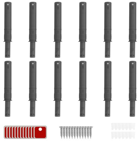12 st magnetiska dörrstänger, Push To Open aluminium, tryckdörröppnare, skåp, snabb popup, softclose dörrdämpare, skåp för skåp, lådor, garderober, toalettbord (kort grå)