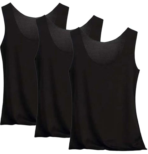 Pack de 3 camisetas de tirantes para mujer, sin costuras, de seda fría, ajustadas, elásticas, tallas grandes, deporte, entrenamiento, básica, cómoda, ropa interior, monocolor, camiseta de tirantes