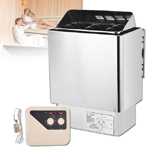 Poêle De Sauna en Acier Inoxydable avec Contrôleur Externe, Poêle De Sauna électrique 3-9 KW Poêle De Sauna Humide Et Sec pour La Maison Spa Sauna Room Supports Body Detox,8KW-220V