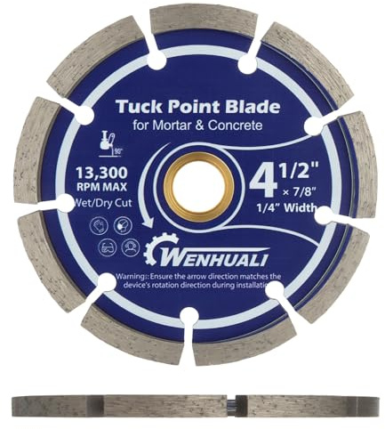 WENHUALI 4.5 Diamond Tuck Point Blade for Concrete, 1/4 Thickness – Premium Diamond Blade for Mortar Joint Removal, Concrete & Brick Grout Repair, 7/8 Arbor, Fast Clean Cutting