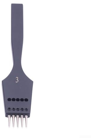 Burin à cuir avec pointes remplaçables Outil de perforation rond pour couture à la main d'articles en cuir et tissus d'ameublement (3 mm 5 dents)
