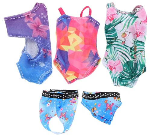 MOLUCKFU Set 4 Costumi da Bagno per Bambola 30 Cm, Abbigliamento Estivo Sostituibile Stampe Uniche, Vestiti Piscina per Bambine e Collezionisti, Accessori Spiaggia per Gioco Creativo