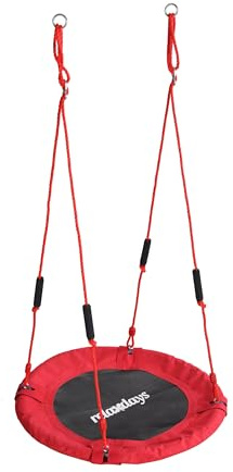 Relaxdays Columpio Nido, Asas Acolchadas, niños, Ajustable, Exterior, Ø: 80 cm, hasta 100 kg, Rojo