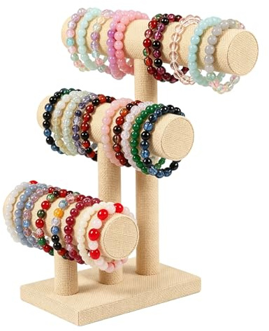 BAIFULAI Porte-bracelets en forme de T à 3 étages : support de bracelet vintage, support de montre amovible pour la collection et l'organisation de bijoux, présentoir à bijoux pour bracelets, pinces à