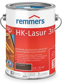 Remmers HK-Lasur 3in1 palisander, 2,5 Liter, Holzlasur aussen, 3facher Holzschutz mit Imprägnierung + Grundierung + Lasur, Feuchtigkeit- und UV-Schutz