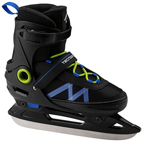 Tecnopro Jungen Flash Adjust Boy 2.0 Eishockeyschuhe, Schwarz/Blau/Grün, 29