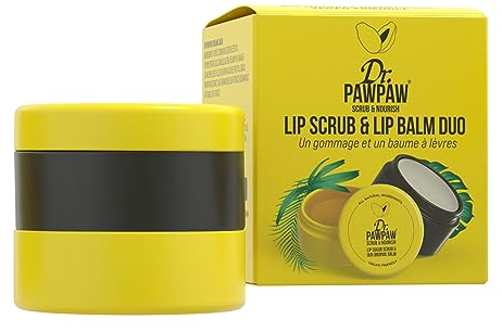 Dr. PawPaw Lippenpeeling und Lippenbalsam Duo – feuchtigkeitsspendender Lippenbalsam mit Pawpaw, Aloe, Oliven und Rizinusölen – veganes Lippenpeeling für empfindliche Haut – 16 g