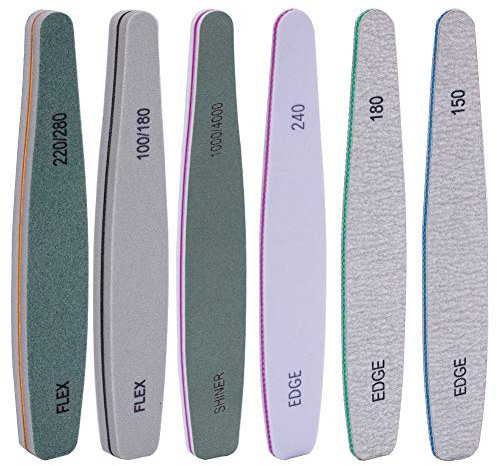 NICENEEDED 6 PCS Limas de Uñas Profesionales de Doble Cara Esmeril Grit Black Gel Cosmética Manicure Pedicure Lima de Uñas Set Lima de Uñas150 180 240 1000Ā0 100 80 220 80 Buffer