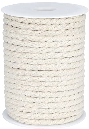 G2PLUS Makramee Garn 6 mm x 30M Kordel Weiß,Baumwollkordel Kordel Baumwollschnur,Baumwollseil für DIY-Bastelarbeiten,Geschenke