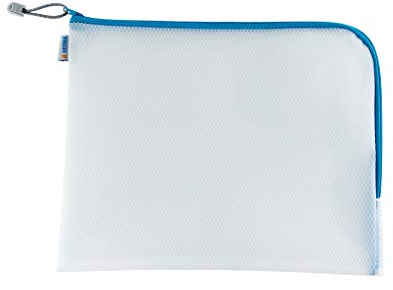 HERMA Dokumententasche A4 mit Reißverschluss, große wasserdichte Reißverschlusstasche, verschließbare Dokumentenmappe aus Kunstoff mit Zipper, halb-transparent, 36 x 28 cm, blau