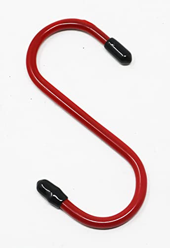 fiXte Plasic Coated S Hooks Rubber Ends Storage Kitchen Garage Shed Stall 100mm Red (2)