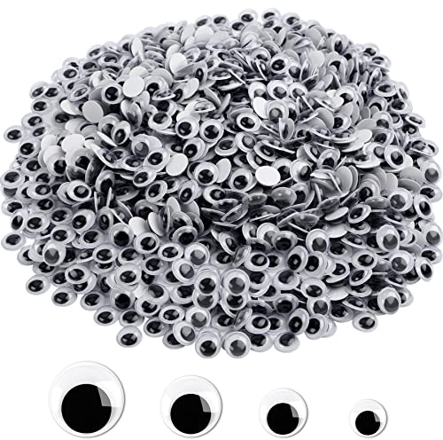 JANYUN 1000 ojos móviles autoadhesivos negros y blancos para decoración de manualidades (10 mm)