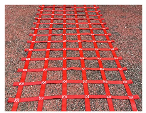 DREAMOSA Climbing Cargo Net,Obstacle Course Net,Playground Swings Backyards Treehouse Netting Rope Ladder for Jungle Gym Fence Protection Nets, Ninja Warrior Attachment&Training Equipment,Red