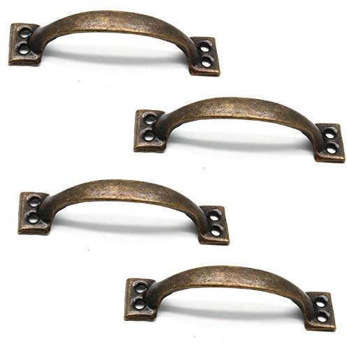 Tsnamay 4Pcs Pull Handles Vintage Style Barn Door Grab Handle Bronze Tone
