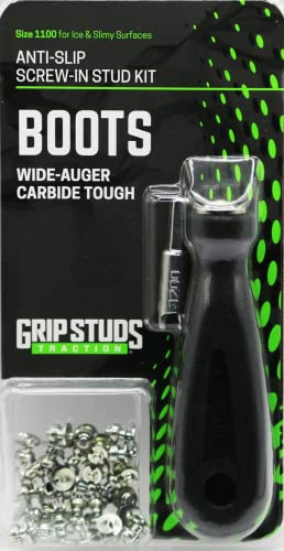1100-1.9 mm Prominence GRIPSTUDS Boot Studs, Pack of 28 Solid Tungsten Carbide Tipped Screw in Studs for Improved Traction in Felt Boot Soles Includes Installation Tool