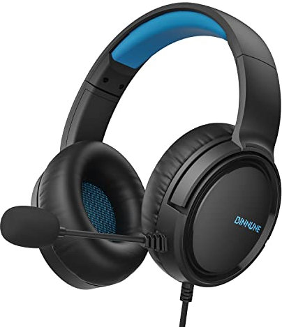 BINNUNE BG02 3.5mm Gaming Headset for PC, PS4, PS5, Laptop, Xbox One, Mac, iPad, NS Games, Computer Game Gamer Over Ear Flexible Microphone Volume Control with Mic - Blue