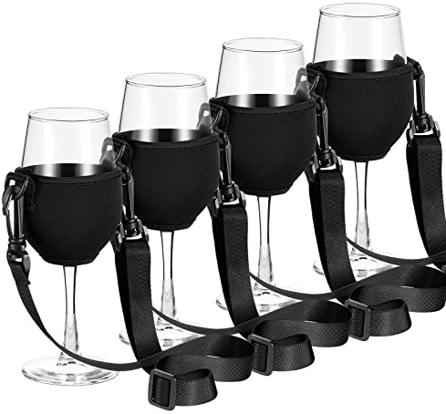 Patelai 4 Stück Weinglashalter für Hals Weinglashalter zum Umhängen Weinglas Umhängeband Weinglas Halterung für Weihnachten Geburtstag Hochzeit Party (M)