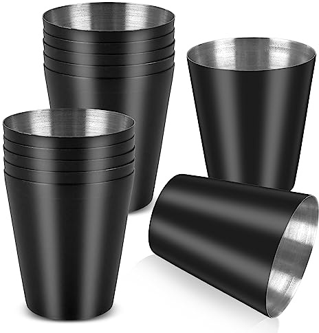 12 Pack Black Stainless Steel Shot Glasses 1 oz Metal Shot Glasses 1oz Pool Shot Glass Set of 12 Small Shot Glasses for Bar Party Cocktail Restaurant Barware Gift (ONLY 1 oz 1.5 Inch Very Small)