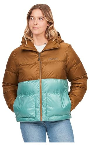 Marmot Kvinnor Wm's Guides Down Hoody, Vattentät regnjacka, vindtät regnrock, andningsaktiv vikbar Hardshell Windbreaker, perfekt för cykling och vandring, Hazel/Blue Agave, M