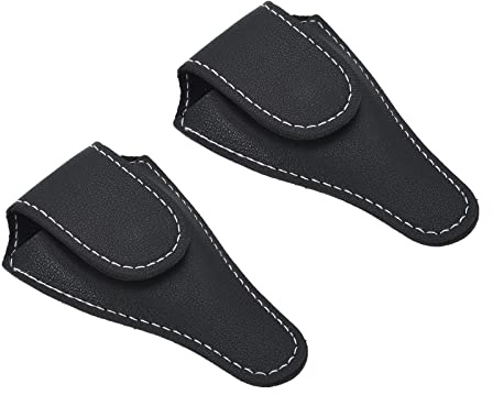 PATIKIL 4.5x2.6 Bordado Tijeras Funda, 2 Paquete PU Cuero Uñas Cutícula Tijera Cubierta Pequeño Punta Pinzas Tijeras Protector Estuche, Negro