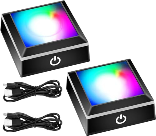 EEEKit LED Licht Sockel für Kristalle, 2er Pack Farbwechselnder LED Leuchtsockel für Kristall Acryl Kunst Ornamente