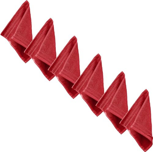 Erwin Müller Seiftuch Heidelberg 6er- Pack, 100% Baumwolle rot Größe 30x30 cm - weiche Qualität, saugstark und strapazierfähig - praktisch durch Schlaufe