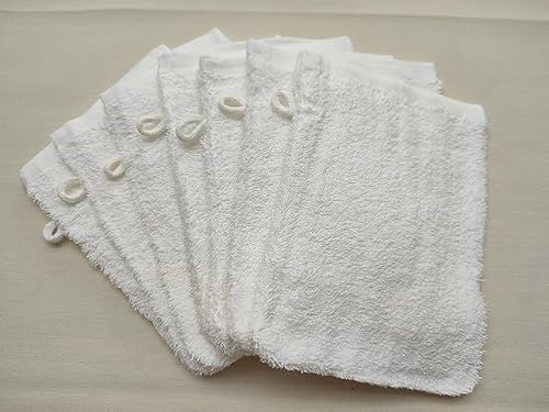 Generic Premium Cotton Wash Mitts Flannel Face Bath White Black Slate Grey Turquoise (White, Pack of 24)
