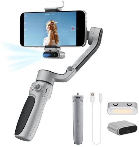 Zhiyun CINEPEER CQ5 Combo Gimbal Stabilizer for Smartphone, 3-Axis Stabilization with Magnetic AI Tracking Gesture Control, with Fill Light, App Control for Video Recording Vlog