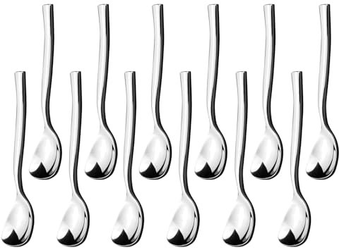 Yesdate Set of 12 Ice Cream Spoons Stainless Steel, Dessert Spoon, Yogurt Spoons