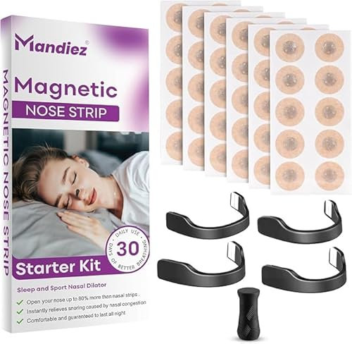 Magnetic Nose Strips 60Pcs Breathing Nasal Strips, Nose Magnets Anti Snoring Devices, Relief Magnetic Nasal Band Reduce Snoring Skin Friendly Nasal Magnets Sleep Strips for Better Breathing