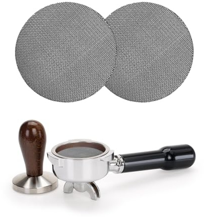 2Pcs 54mm Puck Screen (1.7mm) 150μm Stainless Steel Espresso Filter for Bottomless Portafilter Barista Accessories Improves Extraction Easy Clean Fits 54mm Portafilter Baskets Espresso Machines