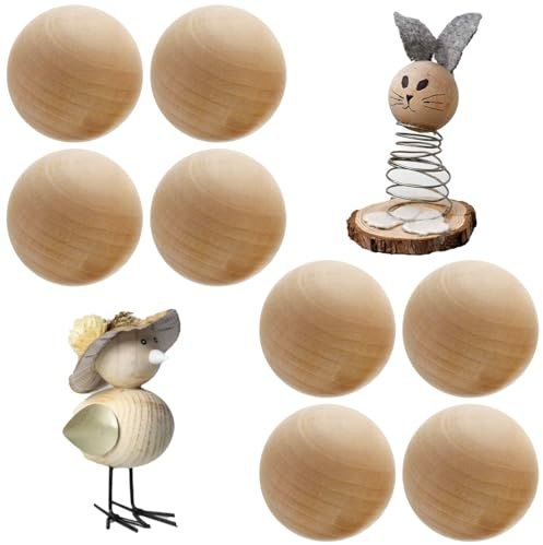 8 palline di legno senza foro, diametro 6 cm, in legno di loto naturale, lisce e senza sbavature, per progetti fai da te, artigianato, accessori fai da te, creazione di gioielli