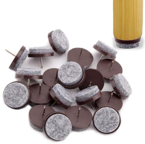 KIRZAX 50 Pezzi Feltrini Sedie Ø 20mm, Unghie in Mobili Feltrini,Feltrini Sedie con Chiodo Feltrini per Mobili,Piedini per Sedie Antiscivolo,Sedia da Tavolo Chiodi Per Mobili In Legno Gambe di Tavoli