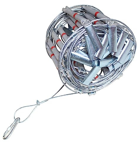 DJXLMN Scala antincendio in lega di alluminio, design antiscivolo di sicurezza, ignifugo, facile da installare e riporre per uscite rapide di emergenza