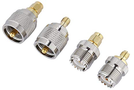 BONKZEBU RF Koaxialadapterkontaktsats för Antenner, 4-kit SMA Till UHF Hane/hona Adaptrar, Kompatibel med Trådlösa LAN-enheter, 50 Ohm Impedans