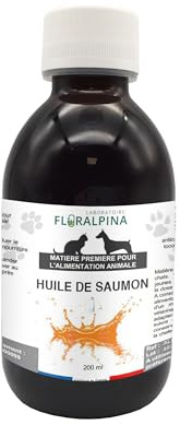 Norsk laxolja 200 ml för hundar och katter - rik på Omega 3, ledmjukhet, rörlighet - tillverkad i Frankrike - laboratorium Floralpina