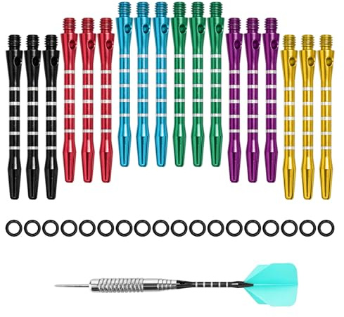 Dart Stems, Darts Stems, 36-Piece Aluminum Dart Shafts Set, 2BA Threaded 53mm Colored Stems with Anti-Slip Rings for Steel and Soft Tip Darts, Replacement Parts for Regular Players and Tournament Use