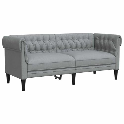 ULUYYUC Divano Chesterfield a 2 posti, grigio chiaro, imbottito, in poliestere, con bottoni e braccioli arrotolati, per soggiorno e ufficio, 182,5 x 74,5 x 74,5 cm