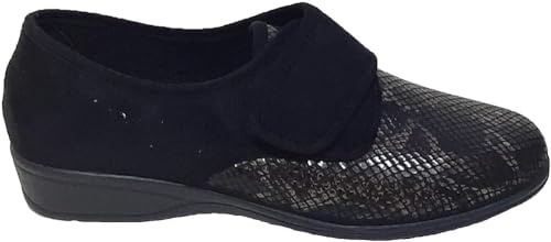 Doctor Cutillas Modell 792 - Kardborreband Toffel Elastisk Snake, Svart, 40 EU bred