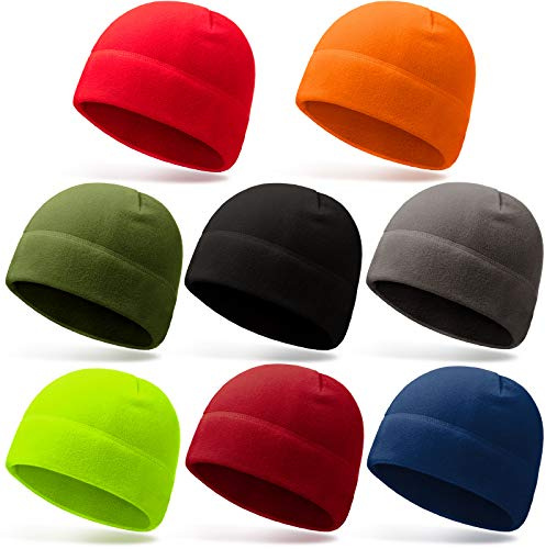 Geyoga 8 Pcs Beanie for Men Fleece Hat Mens Winter Skull Cap Tactical Fleece Skull Beanie for Running Skiing Cycling Sports(Classic Style)